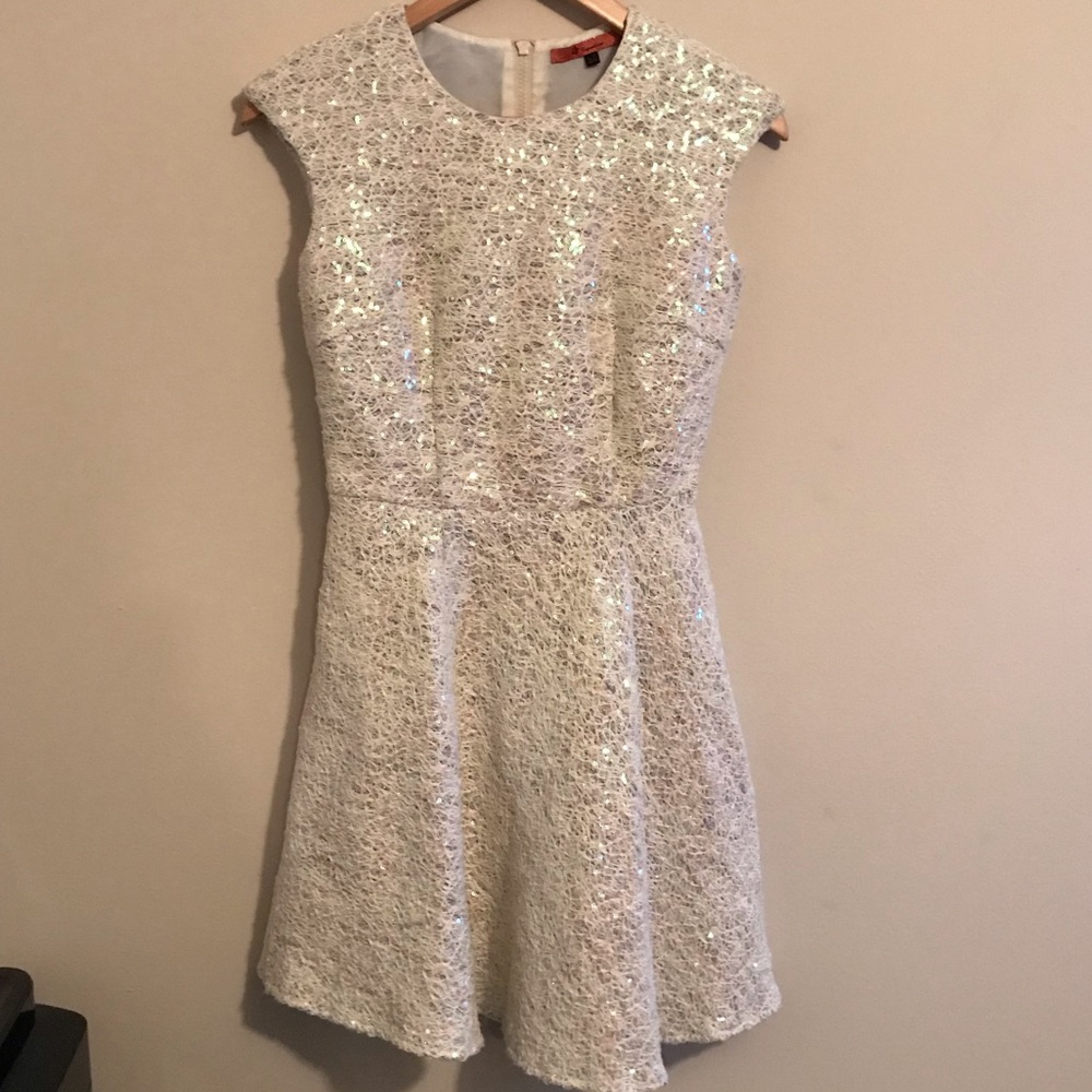 White Sequin Party Dress Lp Signature